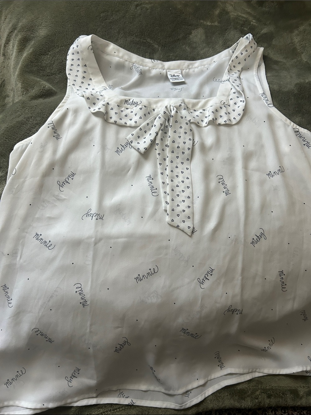 Disney White Minnie Script Ruffle Tie-Front Tank Dress
